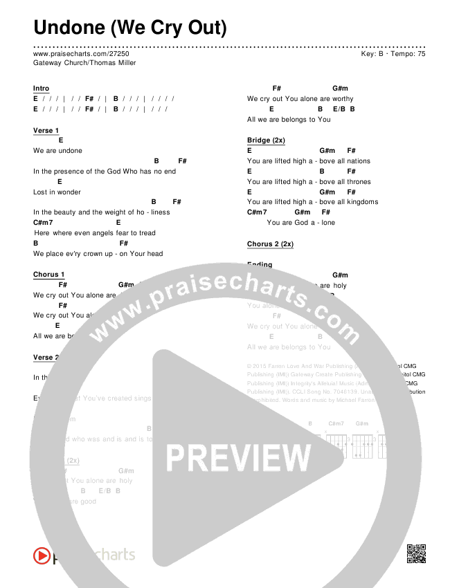 Undone (We Cry Out) Chords & Lyrics (Gateway Worship)