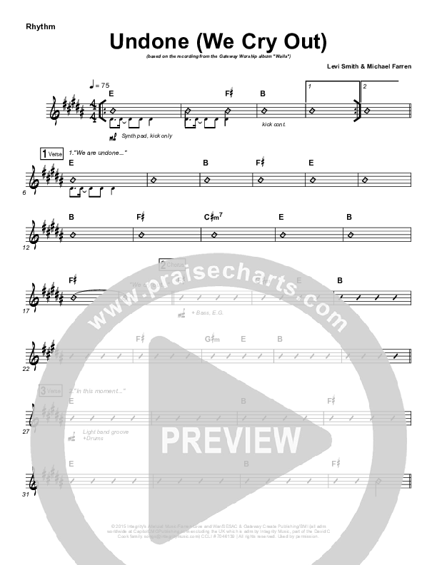 Undone (We Cry Out) Rhythm Chart (Gateway Worship)