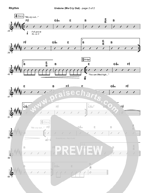 Undone (We Cry Out) Rhythm Chart (Gateway Worship)