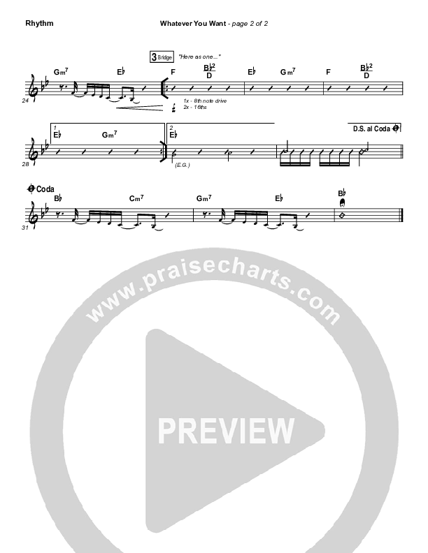 Whatever You Want Rhythm Chart (Gateway Worship)