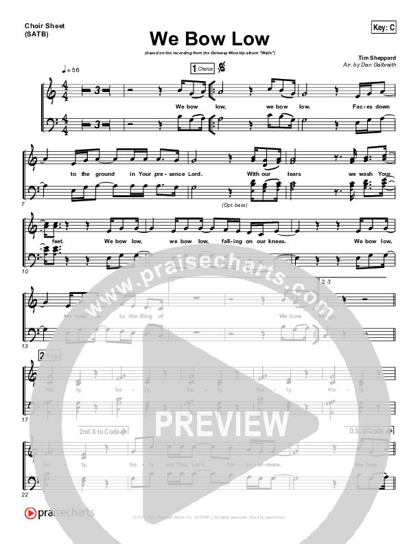 We Bow Low Choir Vocals (SATB) (Gateway Worship)