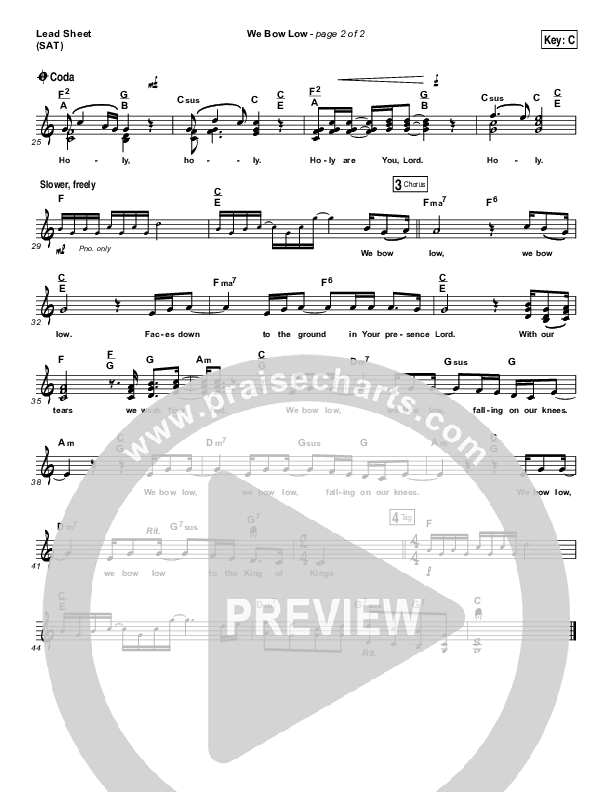 We Bow Low Lead Sheet (SAT) (Gateway Worship)