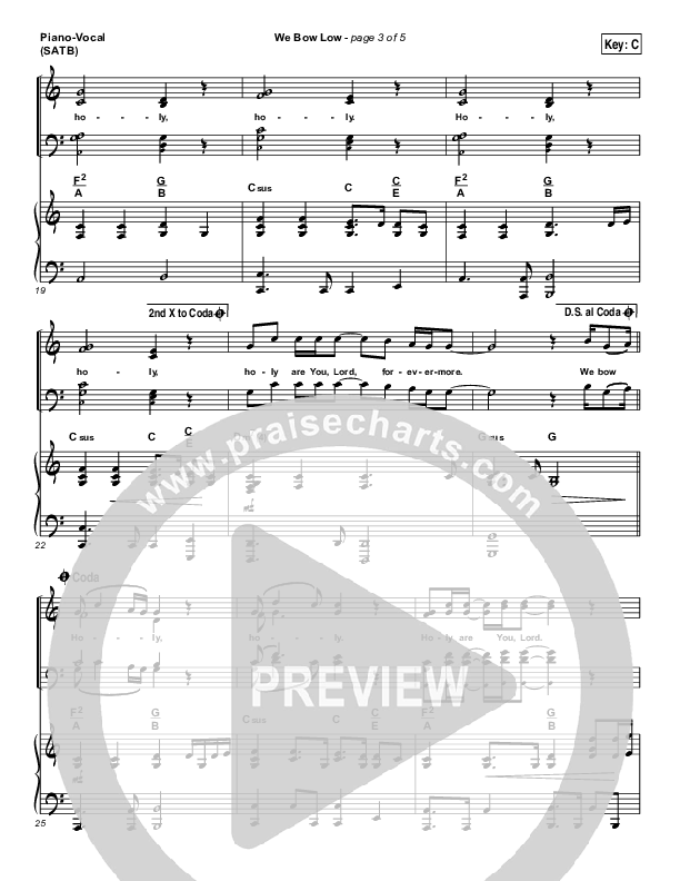 We Bow Low Piano/Vocal (SATB) (Gateway Worship)