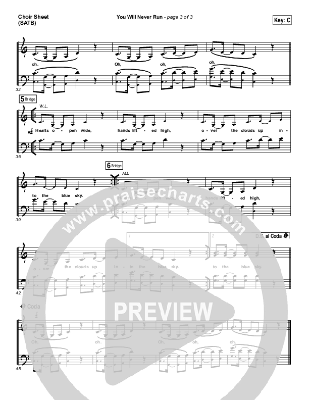 You Will Never Run Choir Sheet (SATB) (Rend Collective)