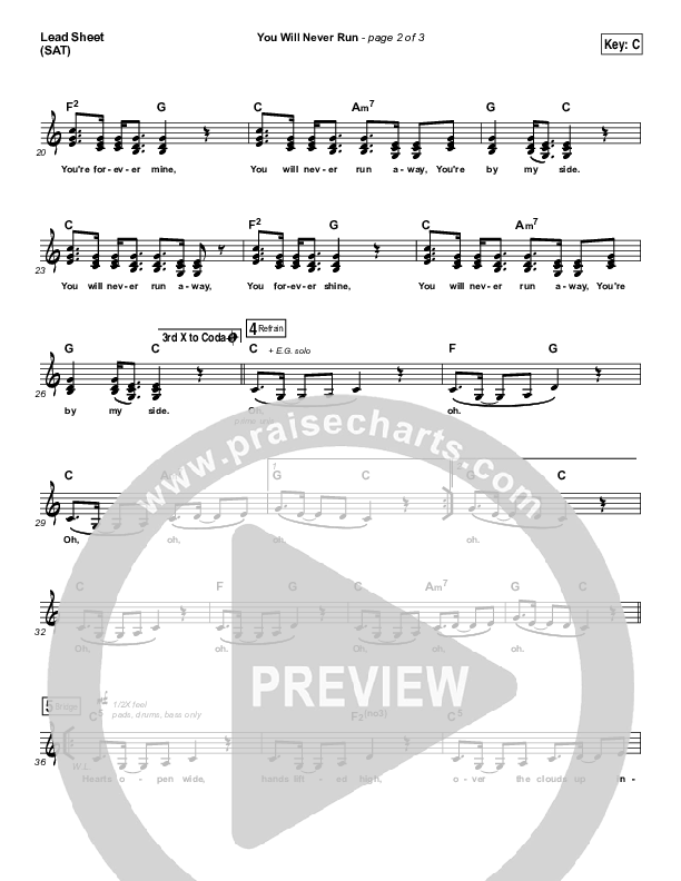 You Will Never Run Lead Sheet (SAT) (Rend Collective)