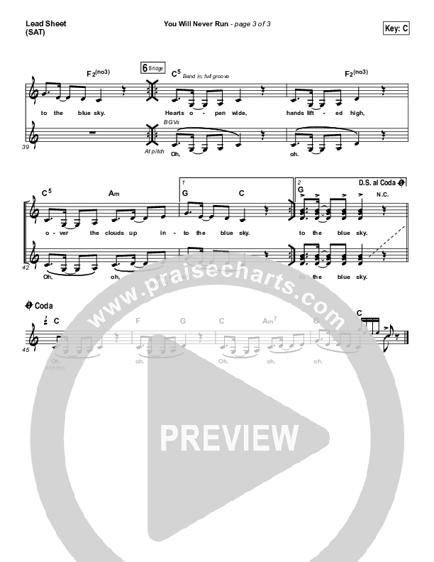 You Will Never Run Lead Sheet (SAT) (Rend Collective)