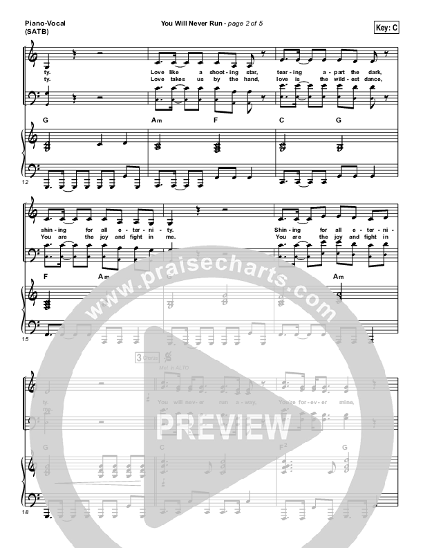 You Will Never Run Piano/Vocal (SATB) (Rend Collective)