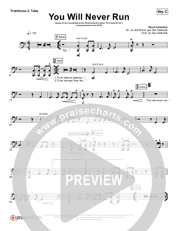 You Will Never Run Trombone 3/Tuba (Rend Collective)