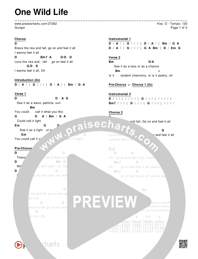 One Wild Life Chords & Lyrics (Gungor)