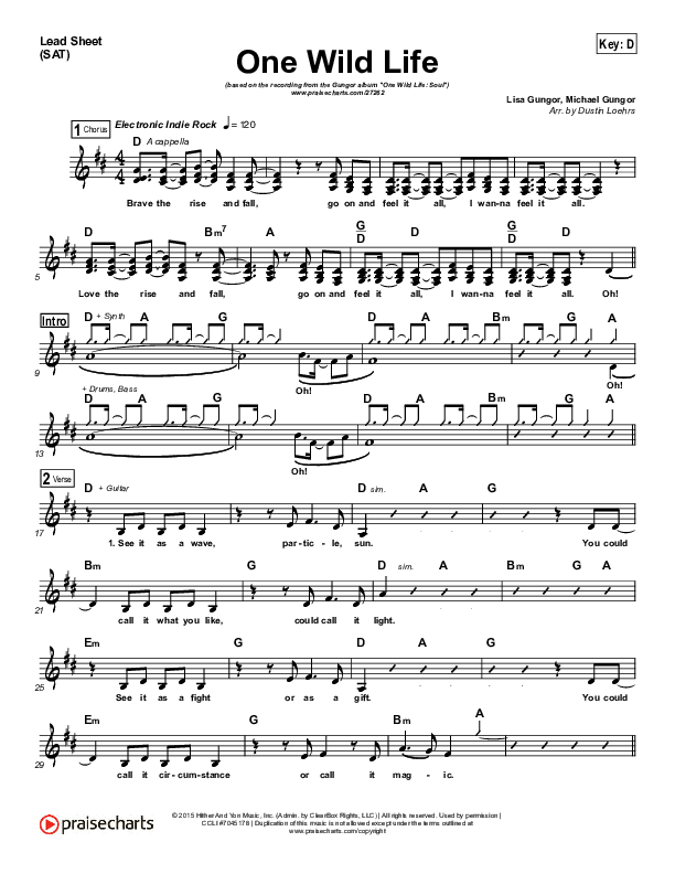 One Wild Life Lead Sheet (SAT) (Gungor)
