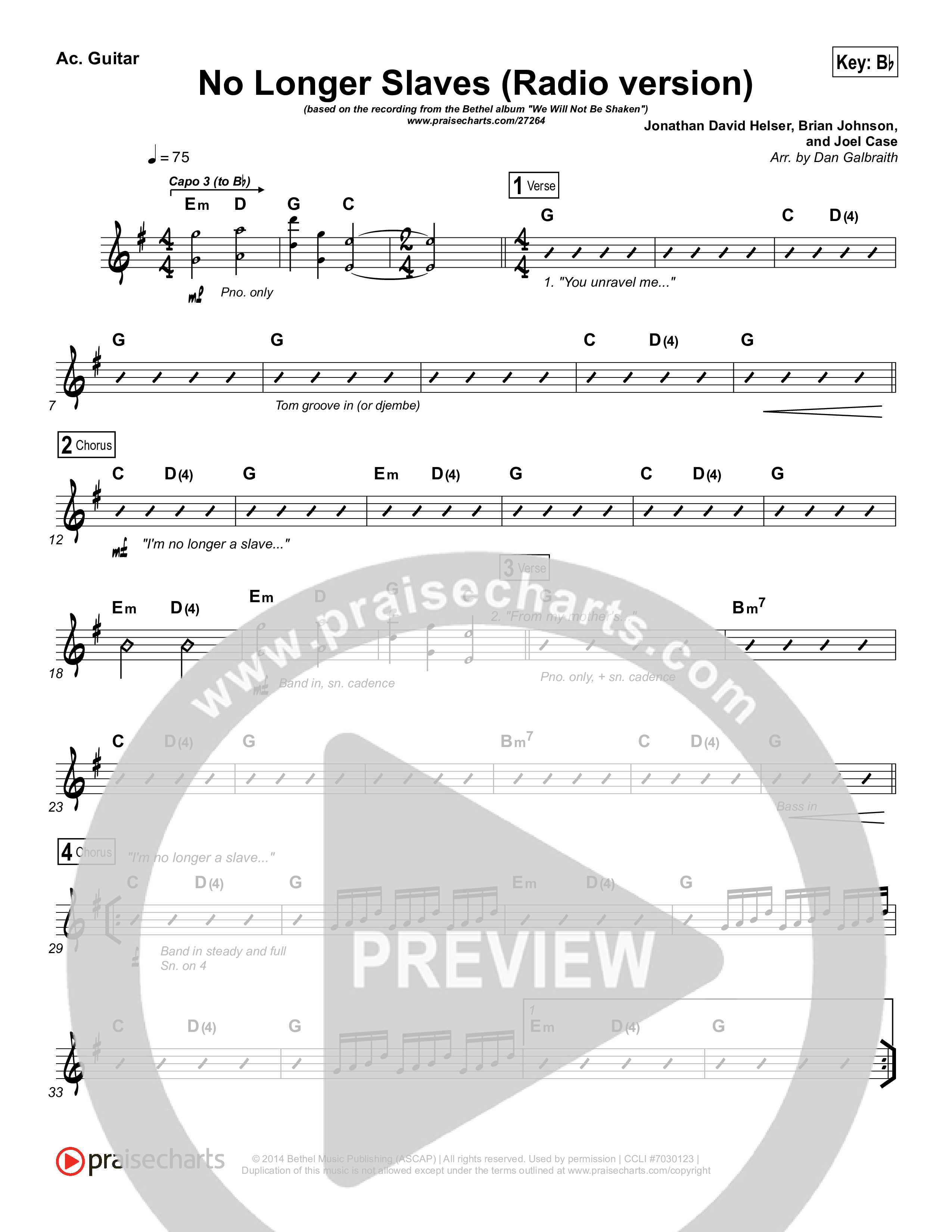 No Longer Slaves (Radio) Acoustic Guitar (Bethel Music / Jonathan David Helser)