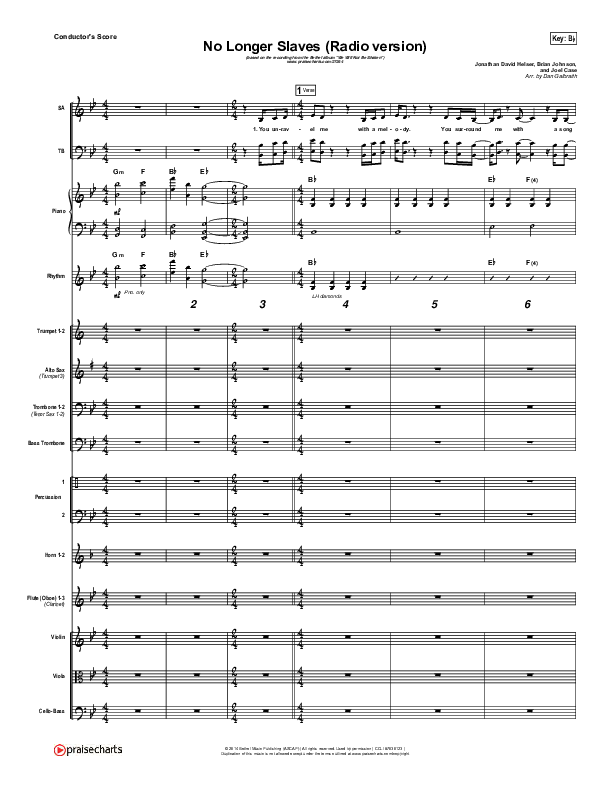 No Longer Slaves (Radio) Conductor's Score (Bethel Music / Jonathan David Helser)