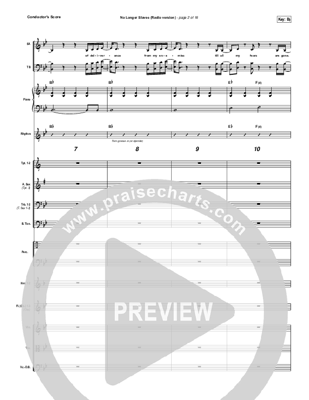 No Longer Slaves (Radio) Conductor's Score (Bethel Music / Jonathan David Helser)