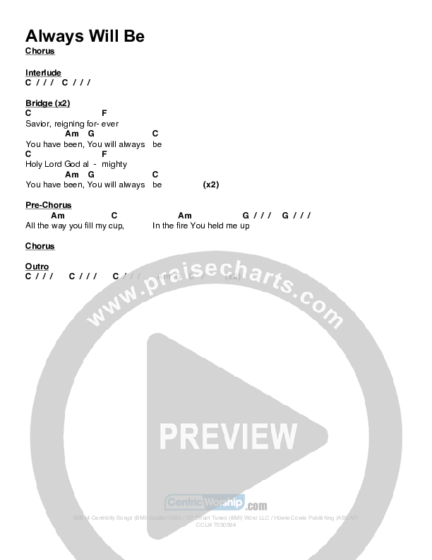Always Will Be Chords & Lyrics (Aaron Shust)
