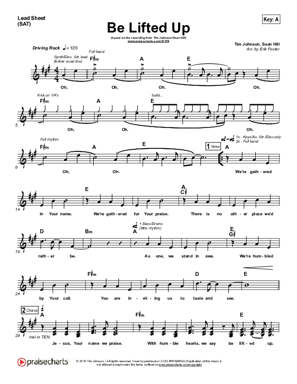 Be Lifted Up Lead Sheet (Tim Johnson / Sean Hill)