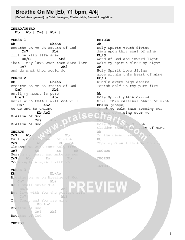Breathe On Me Chords & Lyrics (Caleb Jernigan)