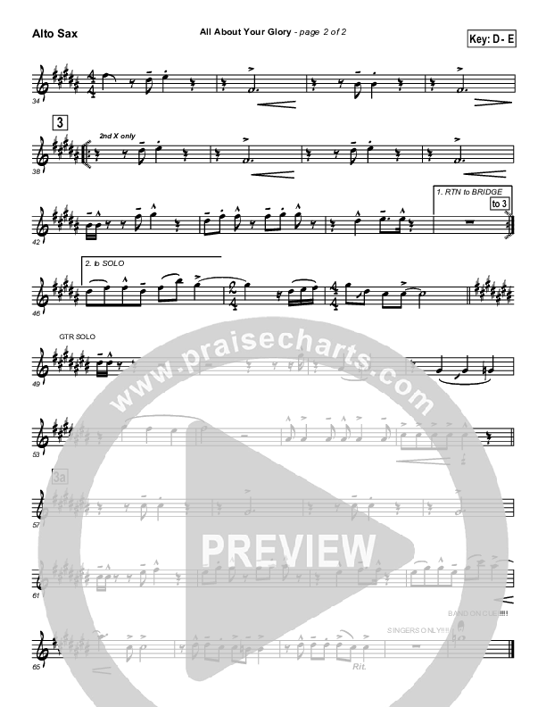 All About Your Glory Alto Sax (Tommy Walker)