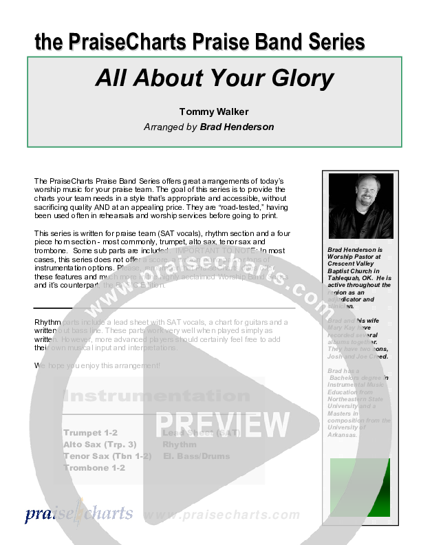 All About Your Glory Cover Sheet (Tommy Walker)