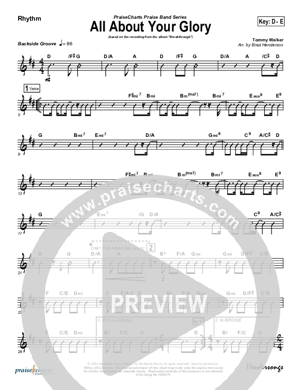 All About Your Glory Rhythm Chart (Tommy Walker)