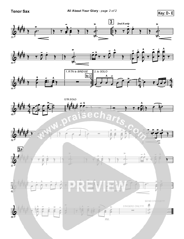 All About Your Glory Tenor Sax 2 (Tommy Walker)