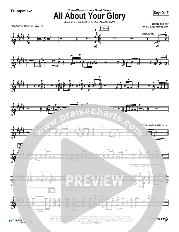 All About Your Glory Trumpet 1,2 (Tommy Walker)