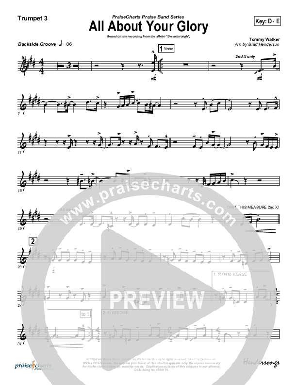 All About Your Glory Trumpet 3 (Tommy Walker)