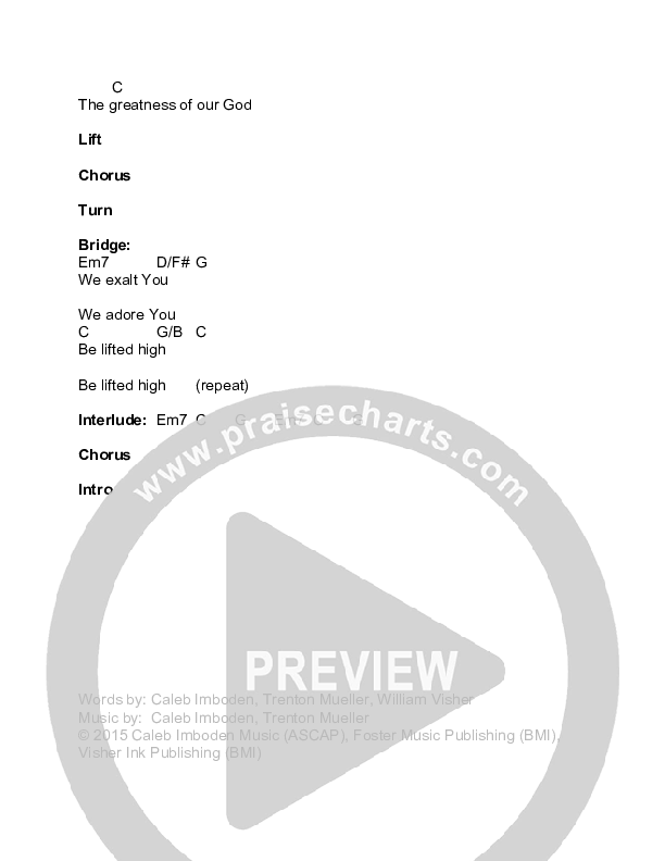 Great And Glorious Chords & Lyrics (Caleb Imboden / Trenton Mueller)