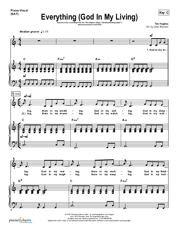 Everything Piano/Vocal (SAT) (Tim Hughes)