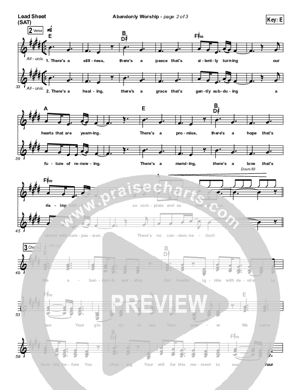 Abandonly Worship Lead Sheet (Keith Pace)