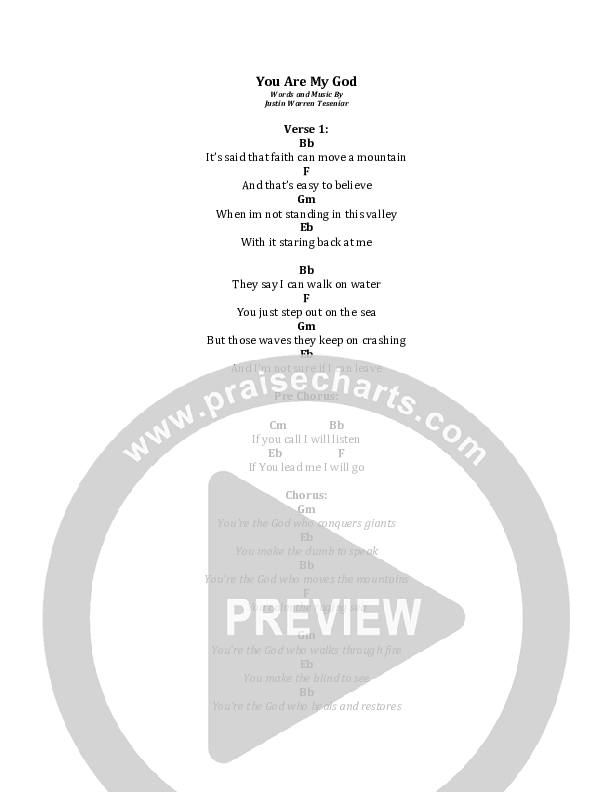 You Are My God Chords & Lyrics (Justin Teseniar)