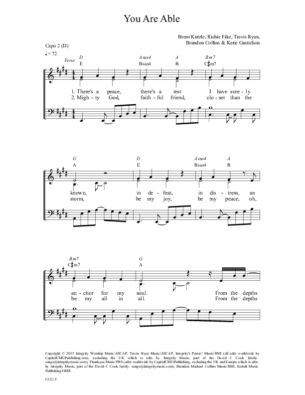 You Are Able Piano/Vocal (Travis Ryan)