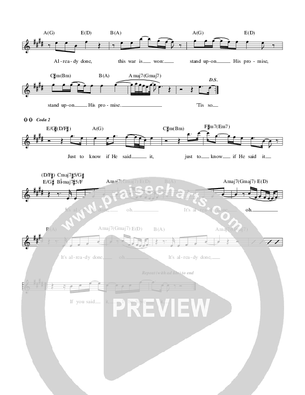 Already Done Lead Sheet (Israel Houghton)