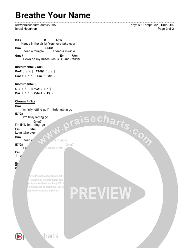 Breathe Your Name Chords & Lyrics (Israel Houghton)