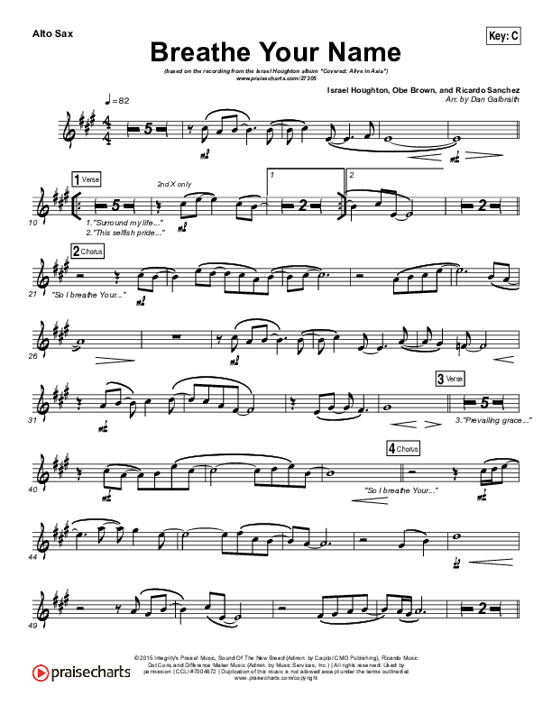 Breathe Your Name Alto Sax (Israel Houghton)