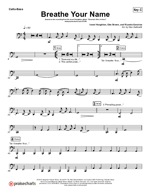 Breathe Your Name Cello/Bass (Israel Houghton)