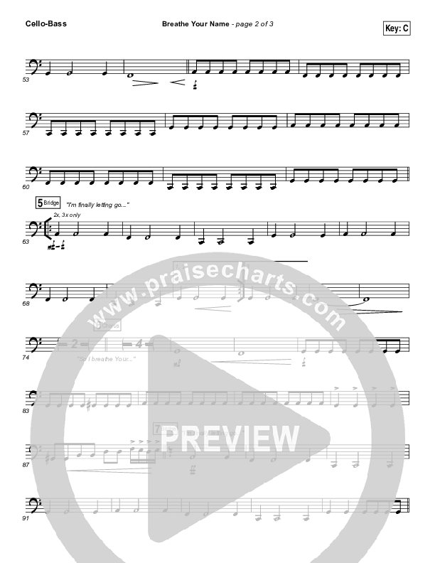 Breathe Your Name Cello/Bass (Israel Houghton)