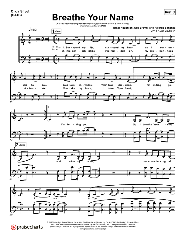 Breathe Your Name Choir Sheet (SATB) (Israel Houghton)