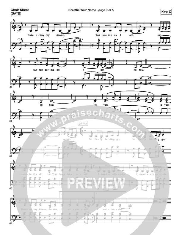 Breathe Your Name Choir Sheet (SATB) (Israel Houghton)