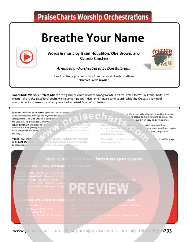 Breathe Your Name Cover Sheet (Israel Houghton)