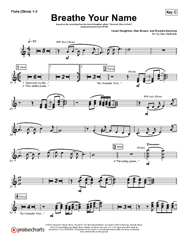 Breathe Your Name Flute/Oboe 1/2/3 (Israel Houghton)