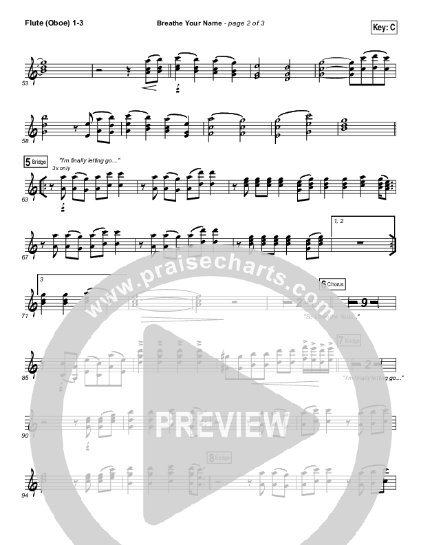 Breathe Your Name Flute/Oboe 1/2/3 (Israel Houghton)