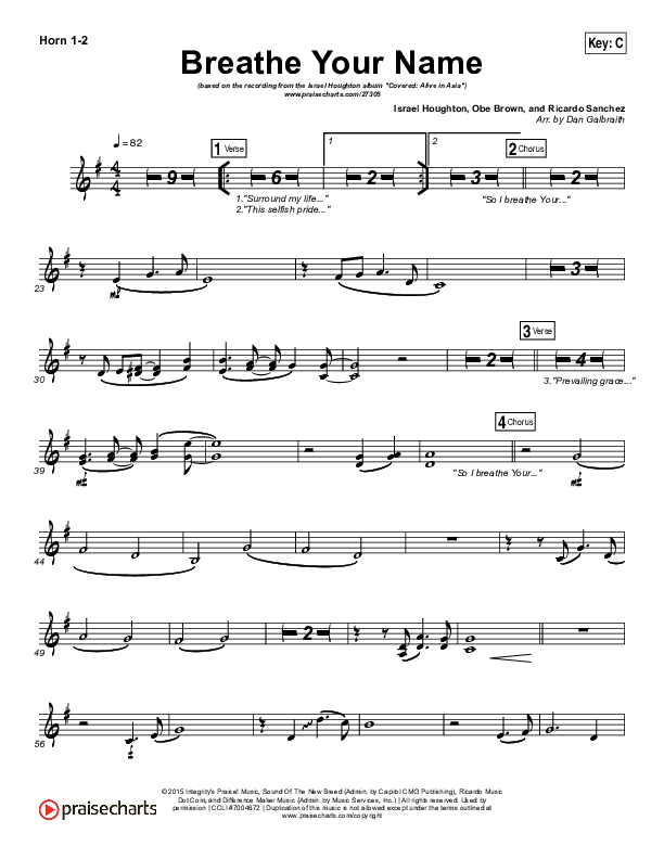 Breathe Your Name French Horn 1/2 (Israel Houghton)