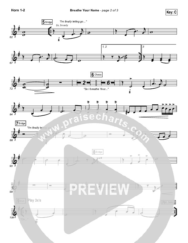 Breathe Your Name French Horn 1/2 (Israel Houghton)