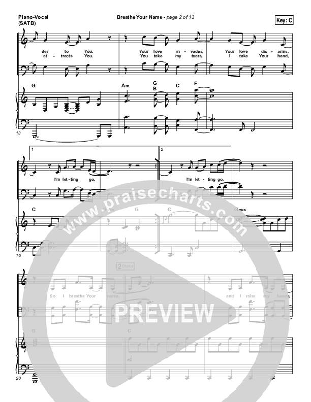 Breathe Your Name Piano/Vocal (SATB) (Israel Houghton)