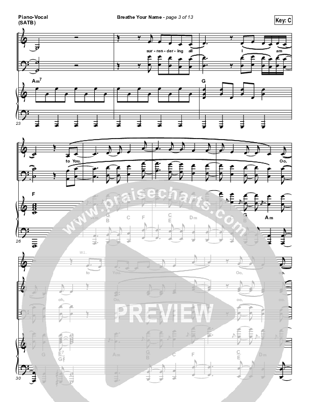 Breathe Your Name Piano/Vocal (SATB) (Israel Houghton)