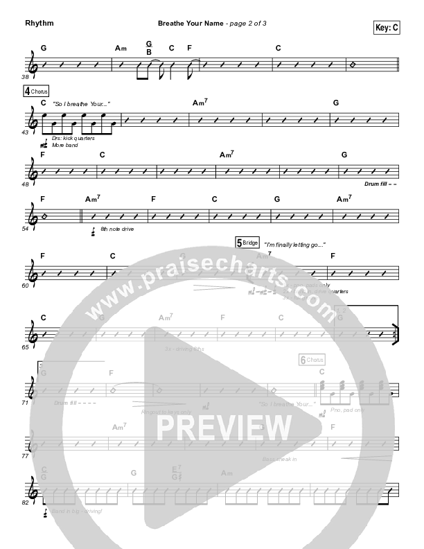 Breathe Your Name Rhythm Chart (Israel Houghton)