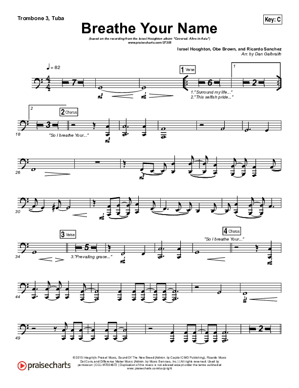 Breathe Your Name Trombone 3/Tuba (Israel Houghton)