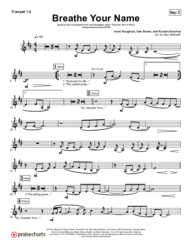 Breathe Your Name Trumpet 1,2 (Israel Houghton)