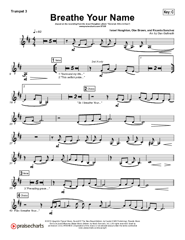 Breathe Your Name Trumpet 3 (Israel Houghton)