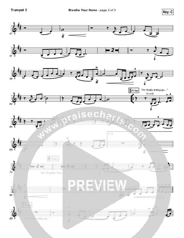 Breathe Your Name Trumpet 3 (Israel Houghton)